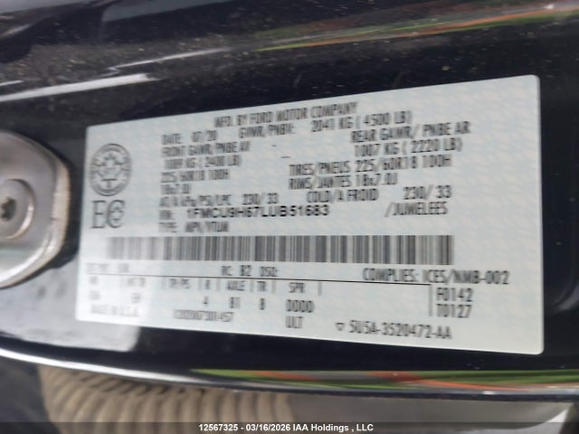 1FMCU9H67LUB51683 Ford ESCAPE SEL