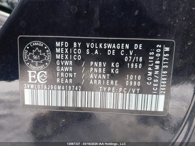 3VWL07AJ9GM419742 Volkswagen Jetta Sel/sel Premium