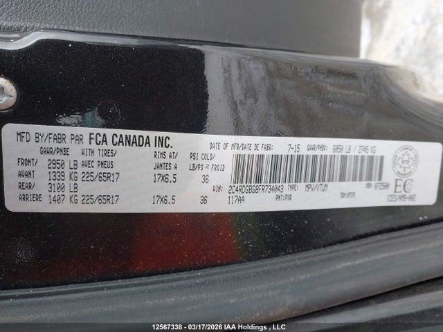 Dodge Grand Caravan Se/sxt 2015 2C4RDGBG8FR734043 Image 9