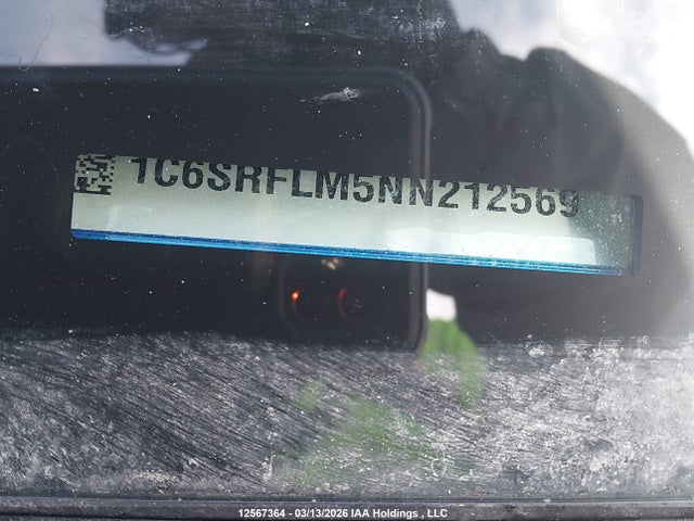 12567364 :رقم المزاد ، 1C6SRFLM5NN212569 vin ، 2022 Ram 1500 Rebel مزاد بيع