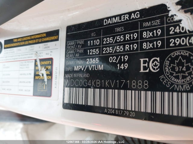 WDC0G4KB1KV171888 Mercedes-Benz Glc 300 4matic