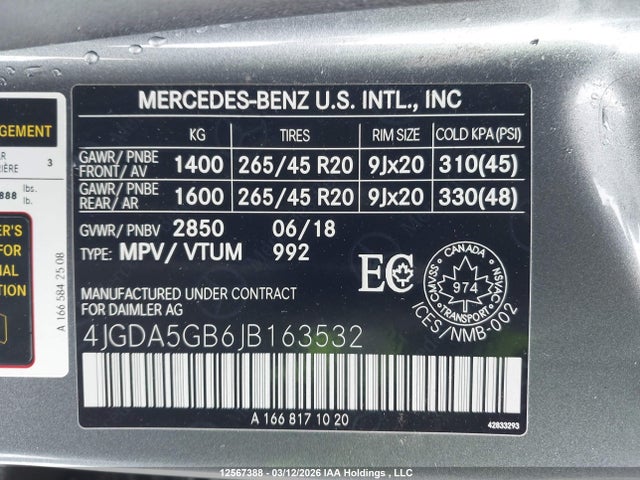 Продаж на аукціоні авто 2018 Mercedes-benz Gle 400 4matic, vin: 4JGDA5GB6JB163532, номер лоту: 12567388
