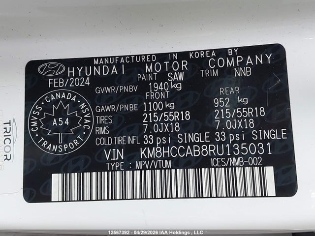 KM8HCCAB8RU135031 Hyundai Kona