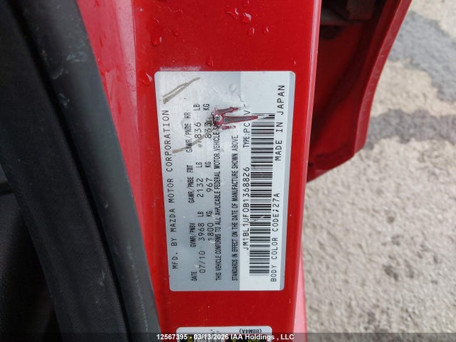 Aukcja sprzedaży 2011 Mazda Mazda3 Gx, vin: JM1BL1UF0B1368826, numer aukcji: 12567395