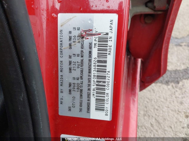 Aukcja sprzedaży 2011 Mazda Mazda3 Gx, vin: JM1BL1UF0B1368826, numer aukcji: 12567395