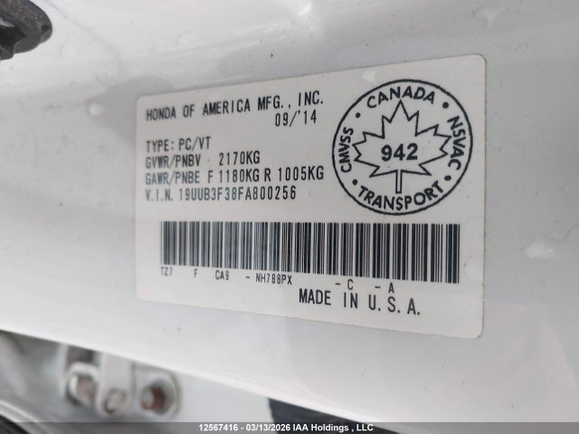 Продаж на аукціоні авто 2015 Acura Tlx, vin: 19UUB3F38FA800256, номер лоту: 12567416