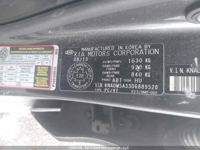 Aukcja sprzedaży 2013 Kia Rio, vin: KNADM5A33D6889520, numer aukcji: 12567436