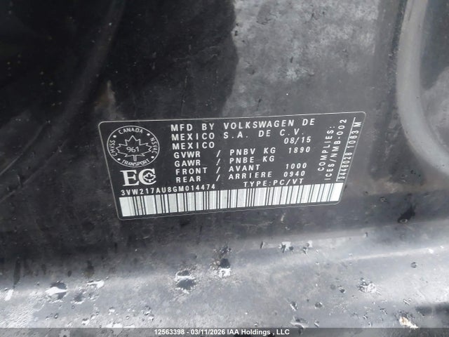 3VW217AU8GM014474 Volkswagen Golf 1.8 Tsi Comfortline/1.8 Tsi Highline/1.8 Tsi Trendline