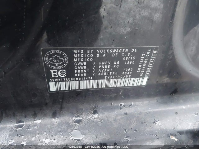3VW217AU8GM014474 Volkswagen Golf 1.8 Tsi Comfortline/1.8 Tsi Highline/1.8 Tsi Trendline