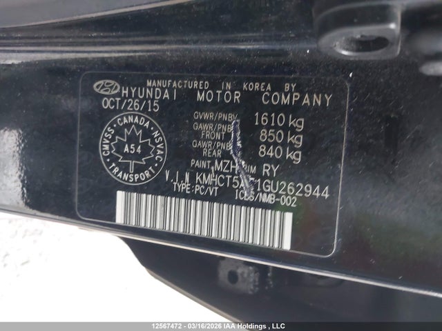 Aukcja sprzedaży 2016 Hyundai Accent Le, vin: KMHCT5AE1GU262944, numer aukcji: 12567472