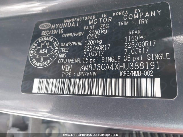 KM8J3CA4XHU388191 Hyundai Tucson