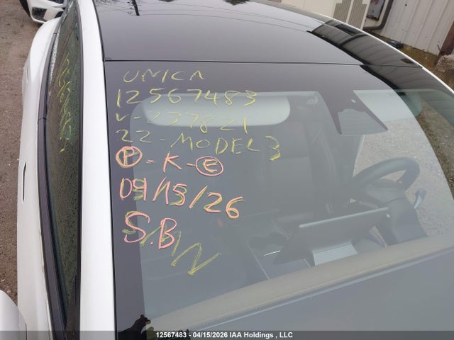 Продажа на аукционе авто 2022 Tesla Model 3, vin: 5YJ3E1EB7NF237821, номер лота: 12567483