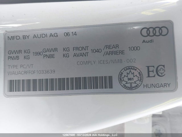 Продажа на аукционе авто 2015 Audi A3 1.8t Komfort, vin: WAUACRFF0F1033639, номер лота: 12567508