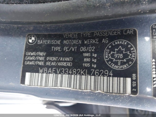 Продажа на аукционе авто 2002 Bmw 325 I, vin: WBAEV33482KL76294, номер лота: 12567513