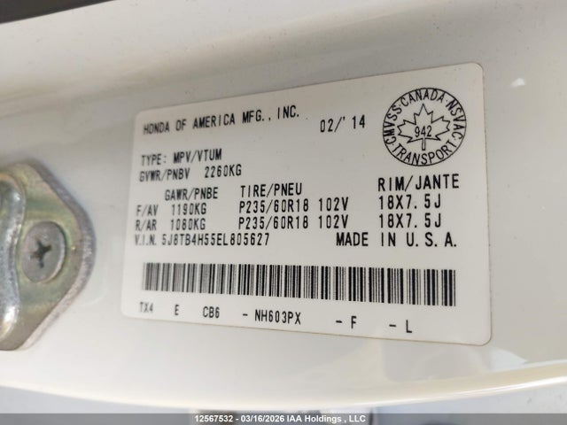 5J8TB4H55EL805627 Acura Rdx Technology