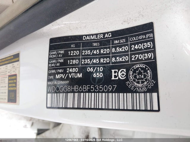 12567543 :رقم المزاد ، WDCGG8HB6BF535097 vin ، 2011 Mercedes-benz Glk 350 4matic مزاد بيع