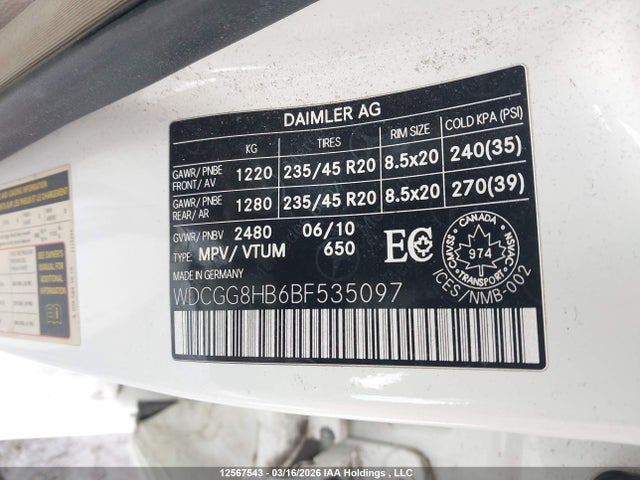 12567543 :رقم المزاد ، WDCGG8HB6BF535097 vin ، 2011 Mercedes-benz Glk 350 4matic مزاد بيع