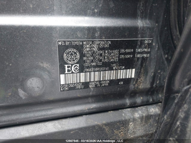 Aukcja sprzedaży 2024 Toyota Rav4 Prime Xse, vin: JTMGB3FV8RD203141, numer aukcji: 12567545