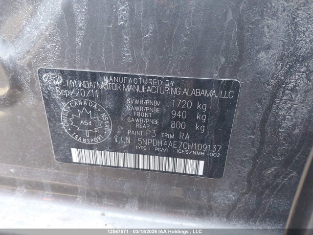 Продаж на аукціоні авто 2012 Hyundai Elantra, vin: 5NPDH4AE7CH109137, номер лоту: 12567571