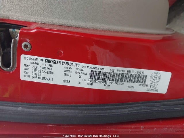 2012 Dodge Grand Caravan Se მანქანა იყიდება აუქციონზე, vin: 2C4RDGBG7CR250750, აუქციონის ნომერი: 12567594