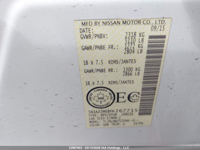 5N1AZ2MG8FN267715 Nissan Murano