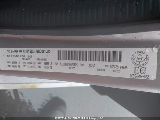 12567616 :رقم المزاد ، 1C3CCBAB5DN719743 vin ، 2013 Chrysler 200 Lx مزاد بيع