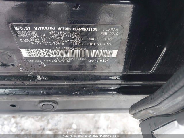 JA4AZ2A30KZ608446 Mitsubishi Outlander Es