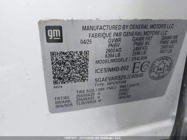 Aukcja sprzedaży 2025 Buick Enclave Preferred, vin: 5GAEVARS2SJ240845, numer aukcji: 12567637