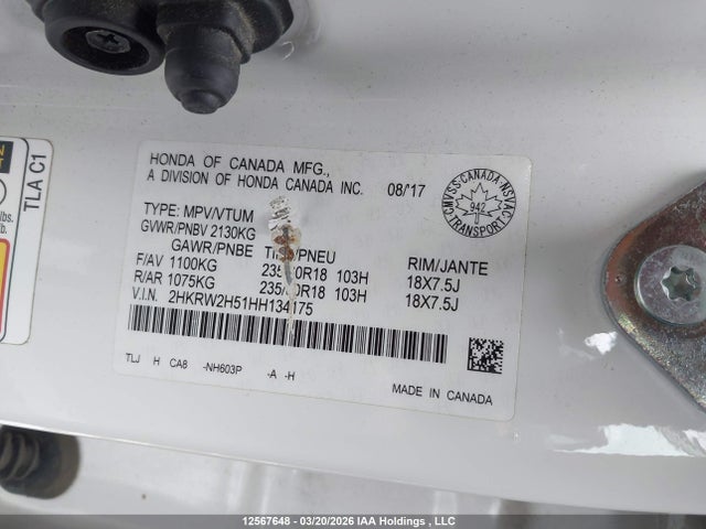 2HKRW2H51HH134175 Honda CR-V EX