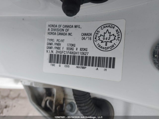 2HGFC1F4XGH110627 Honda CIVIC EX