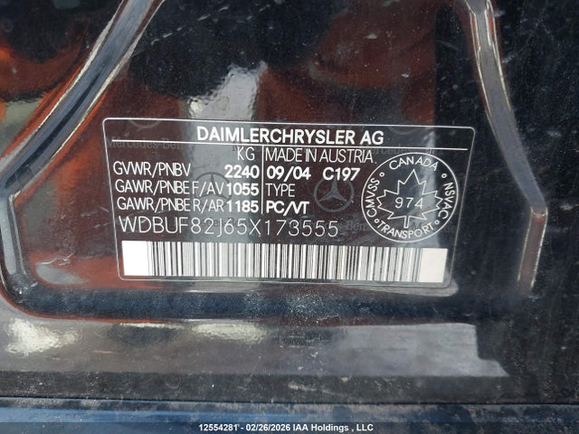 Aukcja sprzedaży 2005 Mercedes-benz E 320 4matic, vin: WDBUF82J65X173555, numer aukcji: 12554281