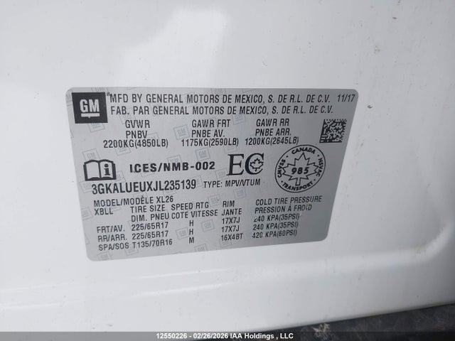 3GKALUEUXJL235139 GMC Terrain Sle Diesel