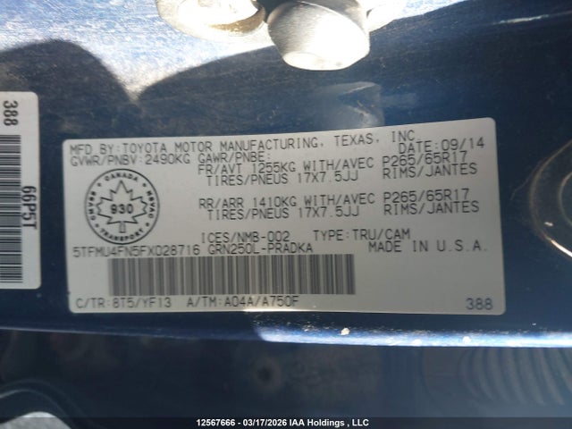 5TFMU4FN5FX028716 Toyota Tacoma Double Cab Long Bed