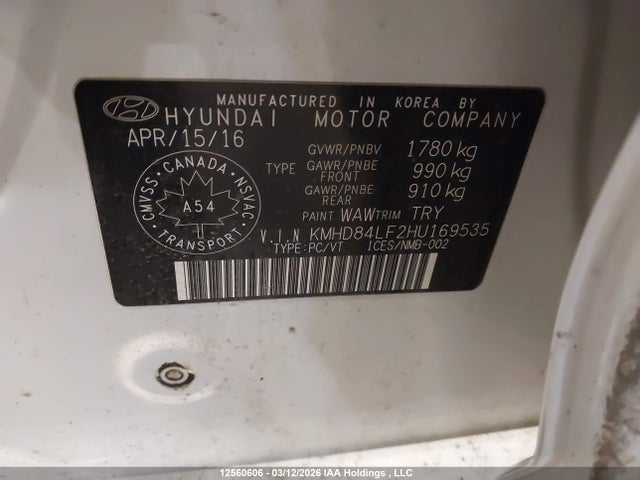 KMHD84LF2HU169535 Hyundai ELANTRA GL