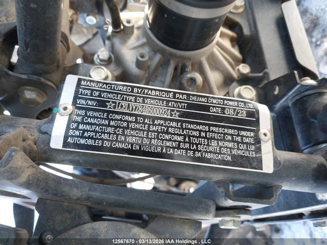 Aukcja sprzedaży 2024 Cf Moto Cforce 800xc, vin: LCELVYZ84R6000924, numer aukcji: 12567670