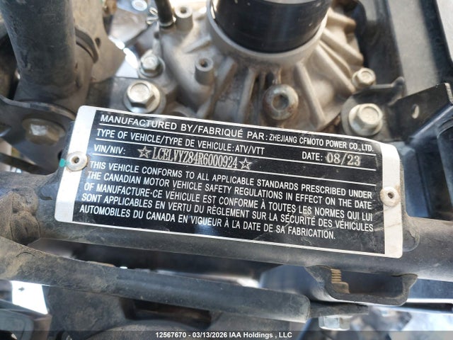 Aukcja sprzedaży 2024 Cf Moto Cforce 800xc, vin: LCELVYZ84R6000924, numer aukcji: 12567670