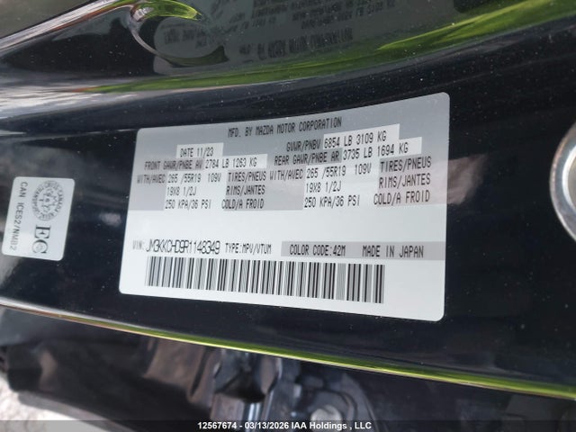 Aukcja sprzedaży 2024 Mazda Cx-90 Mhev Gs-l, vin: JM3KKCHD9R1148349, numer aukcji: 12567674