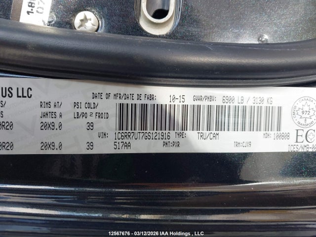 1C6RR7UT7GS121916 Dodge RAM 1500