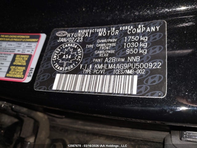 KMHLM4AG9PU500922 Hyundai Elantra