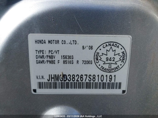 Продажа на аукционе авто 2007 Honda Fit Dx, vin: JHMGD38267S810191, номер лота: 12563433