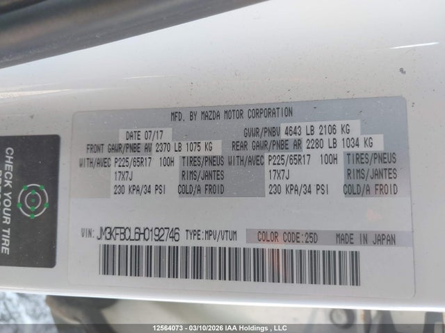 JM3KFBCL6H0192746 Mazda CX-5