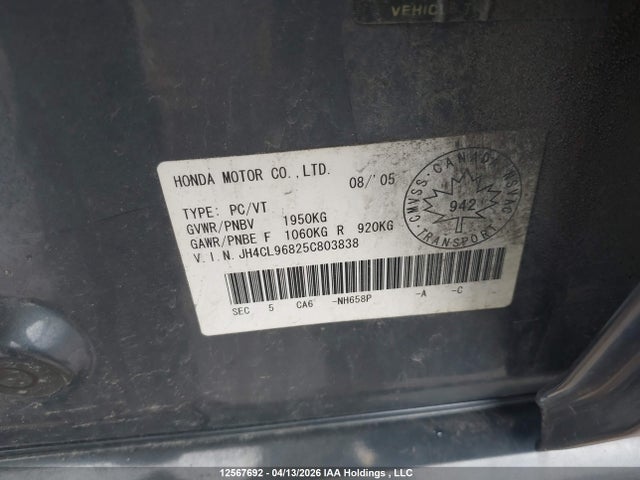 Продаж на аукціоні авто 2005 Acura Tsx, vin: JH4CL96825C803838, номер лоту: 12567692