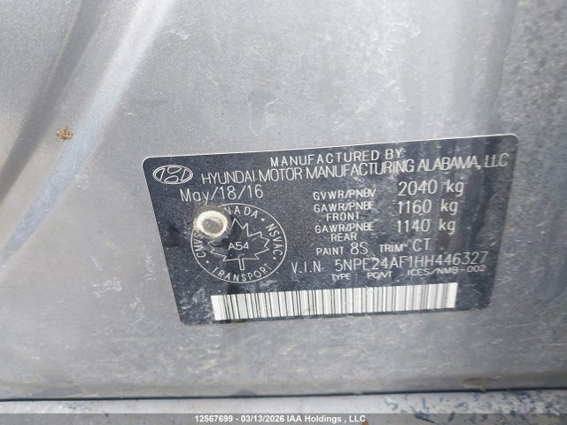 5NPE24AF1HH446327 Hyundai Sonata