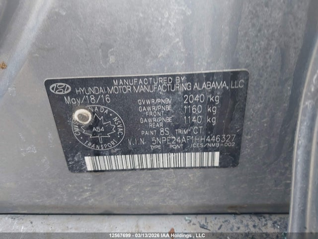 5NPE24AF1HH446327 Hyundai Sonata