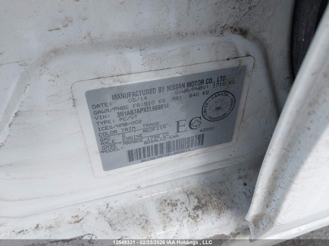 3N1AB7APXEL669814 Nissan Sentra 1.8 S/1.8 Sl/1.8 Sr/1.8 Sv
