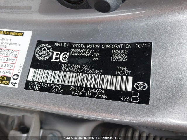 JTNKHMBX2L1063887 Toyota C-HR