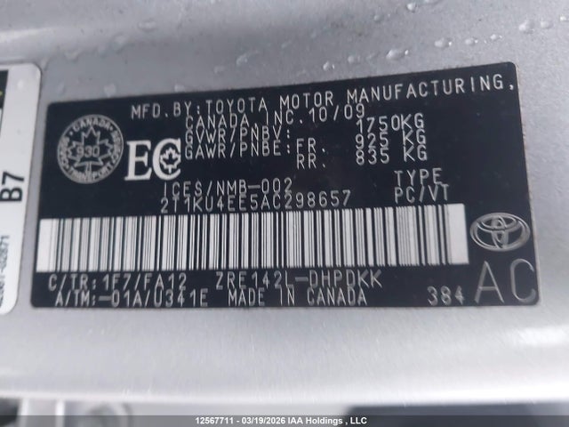 2010 Toyota Matrix მანქანა იყიდება აუქციონზე, vin: 2T1KU4EE5AC298657, აუქციონის ნომერი: 12567711