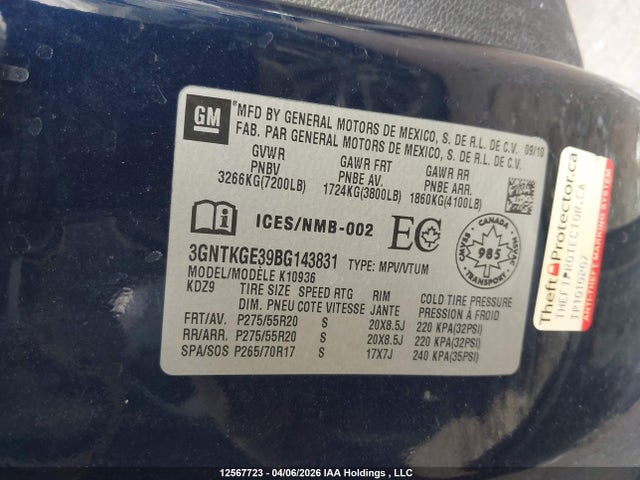 2011 Chevrolet Avalanche Ltz მანქანა იყიდება აუქციონზე, vin: 3GNTKGE39BG143831, აუქციონის ნომერი: 12567723