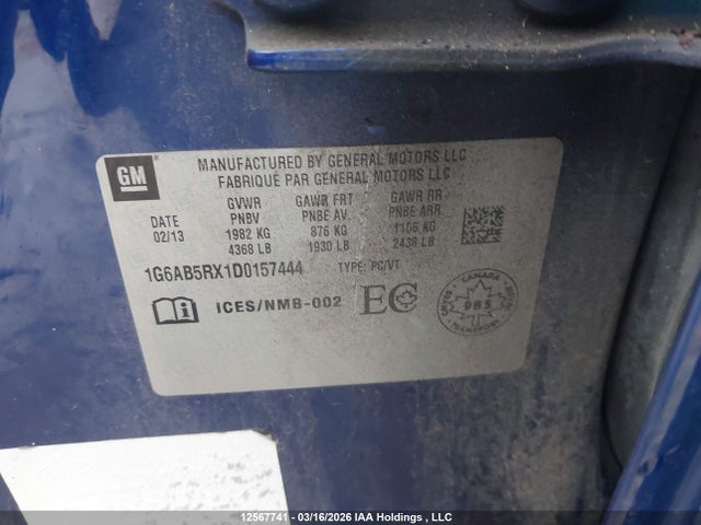 Продаж на аукціоні авто 2013 Cadillac Ats Luxury, vin: 1G6AB5RX1D0157444, номер лоту: 12567741