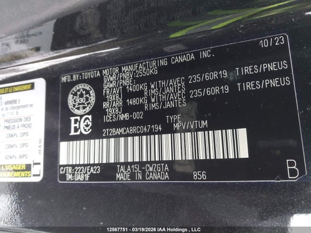 12567751 :رقم المزاد ، 2T2BAMCA8RC047194 vin ، 2024 Lexus Rx 350 مزاد بيع